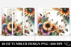 Colorful Sunflower Horizontal Frame Gold Foil | 20 Oz Product Image 1