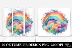 Colorful Pastel Rainbow Clipart, High-Res 20 Oz Tumbler Product Image 1