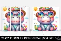 Colorful Watercolor Cute Hippo | 20 Oz Tumbler Product Image 1
