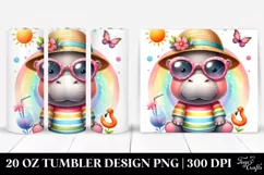 Colorful Watercolor Cute Hippo | 20 Oz Tumbler Product Image 1