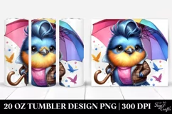 Excited Bird with Umbrella, Transparent 20 Oz Tumbler Product Image 1