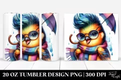 Colorful Cute Bird with Quirky Style 20 Oz Tumbler Product Image 1