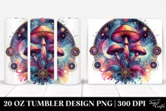 Vibrant Magical Celestial Mushroom Clipart, 20 Oz Tumbler Product Image 1