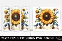 Watercolor Vintage Sunflower with Ribbons | 20 oz Tumbler Product Image 1