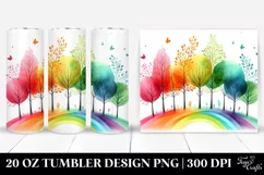 Colorful Simple Watercolor Rainbow Trees | 20 oz Tumbler Product Image 1