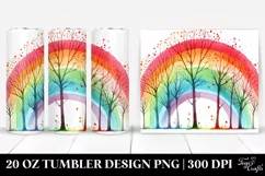 Colorful Simple Watercolor Rainbow Trees | 20 oz Tumbler Product Image 1
