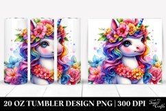 Colorful Baby Unicorn with Lei. 20 oz Tumbler Design Product Image 1