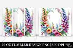 20 Oz Tumbler Sublimation | Vibrant Watercolor Foxglove Product Image 1