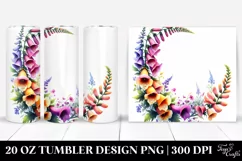20 Oz Tumbler Sublimation | Vibrant Watercolor Foxglove Product Image 1