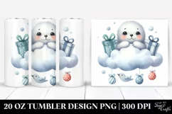 Cute Seal with Presents Clipart, 20 Oz Tumbler Product Image 1