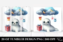 Cute Seal with Presents Clipart, 20 Oz Tumbler Product Image 1