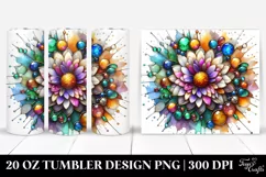 20 Oz Tumbler Sublimation | Colorful Stained Chrysanthemum Product Image 1
