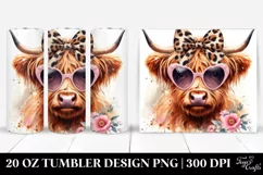 Elegant Highland Cow with Animal Print | 20 oz Tumbler Product Image 1