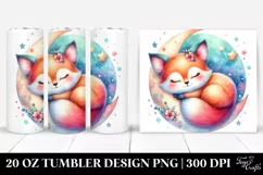Colorful Baby Fox Sleeping on the Moon | 20 oz Tumbler Product Image 1