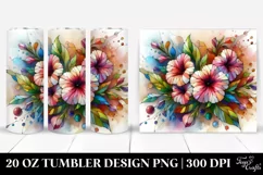 Colorful Stained Petunia Watercolor Splash | 20 Oz Tumbler Product Image 1