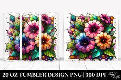 20 Oz Tumbler Sublimation | Colorful Stained Petunia Product Image 1