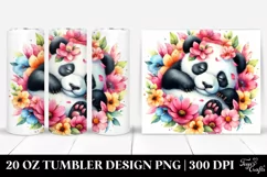 Colorful Watercolor Panda Sleeping | 20 Oz Tumbler Product Image 1