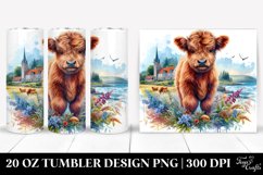 Colorful Baby Highland Cow Swedish Countryside. 20 Oz Product Image 1