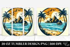 Retro Tropical Beach Island. 20 Oz Tumbler Design Product Image 1