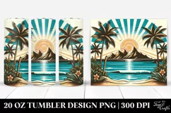 Retro Tropical Beach Island. 20 Oz Tumbler Design Product Image 1