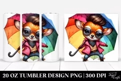 Funny Baby Deer in Raincoat, Transparent 20 Oz Tumbler Product Image 1