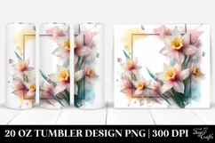Pastel Narcissus Frame Watercolor 20 Oz Tumbler Product Image 1