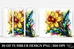 20 Oz Tumbler Sublimation | Colorful Stained Daffodil Product Image 1