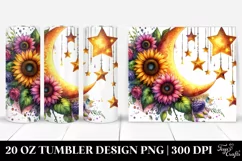 Vibrant Half Moon with Sunflowers Clipart, High-Res 20 Oz Product Image 1