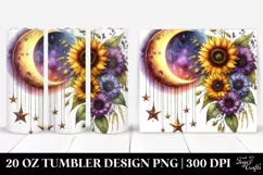 Vibrant Half Moon with Sunflowers Clipart, High-Res 20 Oz Product Image 1