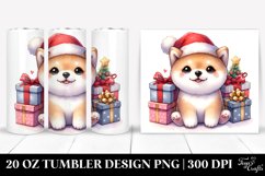 Expressive Baby Shiba Inu with Santa Hat, 20 Oz Tumbler Product Image 1