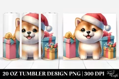 Expressive Baby Shiba Inu with Santa Hat, High-Res 20 Oz Product Image 1