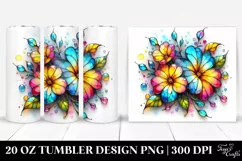 20 Oz Tumbler Sublimation | Colorful Stained Primrose Product Image 1
