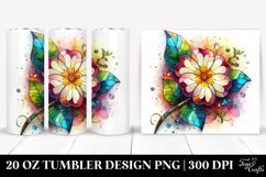 20 Oz Tumbler Sublimation | Colorful Stained Primrose Product Image 1