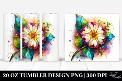 20 Oz Tumbler Sublimation | Colorful Stained Primrose Product Image 1