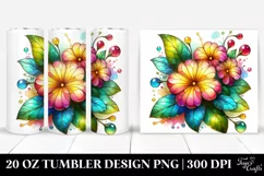 20 Oz Tumbler Sublimation | Colorful Stained Primrose Product Image 1