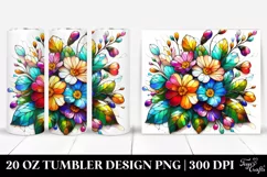 20 Oz Tumbler Sublimation | Colorful Stained Primrose Product Image 1