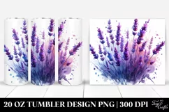 20 Oz Tumbler Sublimation | Shiny Lavender with Watercolor Product Image 1