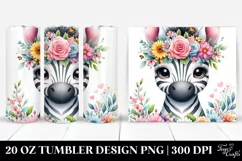 Cartoon-Style Zebra with Flower Crown | 20 oz Tumbler Product Image 1