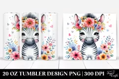 Cartoon-Style Zebra with Flower Crown | 20 oz Tumbler Product Image 1
