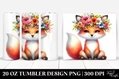 Vibrant Flower Crown Fox Drawing | 20 oz Tumbler Product Image 1