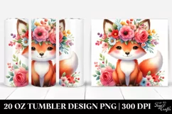 Adorable Fox with Flower Crown | 20 oz Tumbler Product Image 1