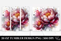 Glossy Peonies, Golden Insertions | 20 Oz Tumbler Product Image 1