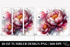20 Oz Tumbler Sublimation | Glossy Peonies with Golden Product Image 1