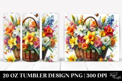 20 Oz Tumbler Sublimation | Vibrant Watercolor Basket with Product Image 1