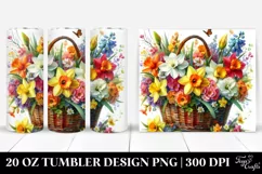 20 Oz Tumbler Sublimation | Vibrant Watercolor Basket with Product Image 1