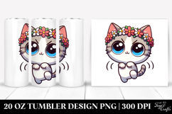 Dancing Kitten with Flower Crown 20 Oz Tumbler Product Image 1