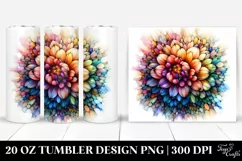 20 Oz Tumbler Sublimation | Colorful Stained Dahlia Product Image 1