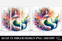 Vibrant Mermaid Dancing Floral Wreath | 20 oz Tumbler Product Image 1