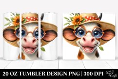 Watercolor Cow Portrait, Sun Hat | 20 Oz Tumbler Product Image 1