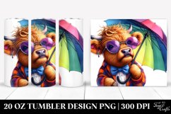 Cute Baby Highlandcow with Umbrella | 20 oz Tumbler Product Image 1